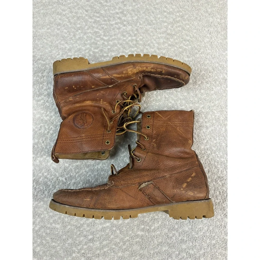 Polo Ralph Lauren Boots Mens Size 9D Brown Leather Ranger-BO-CSL Combat Lace‎ Up